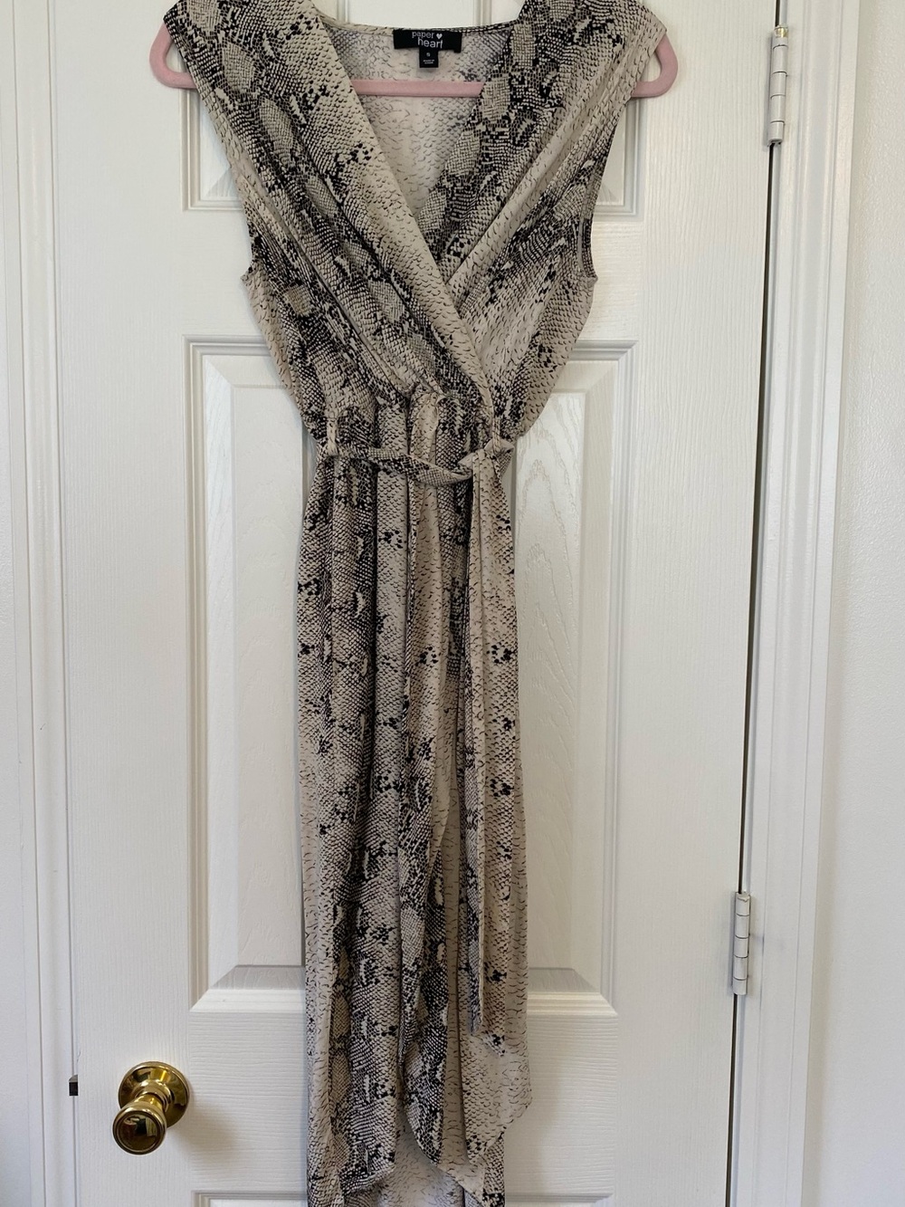 Paper Heart Neutral Snake-Print Wrap Midi Dress